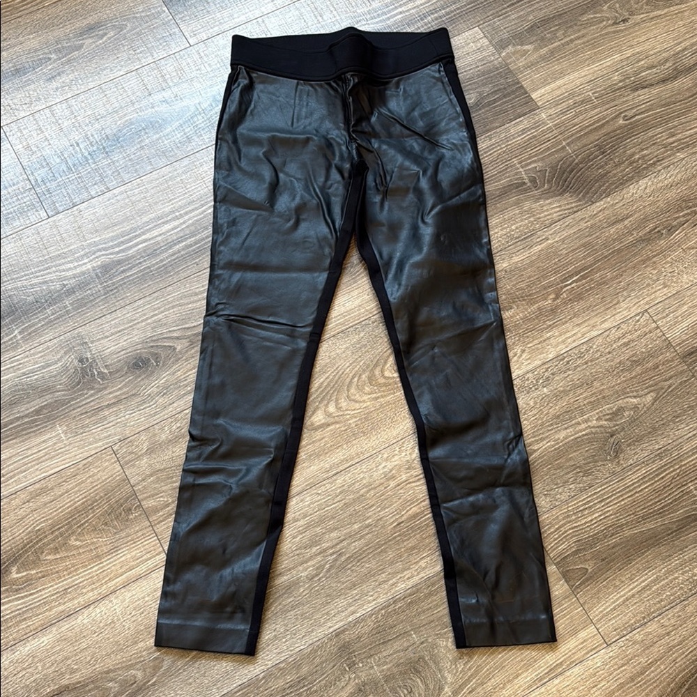 Lauren Ralph Lauren Black Leather Front Pants Size 6